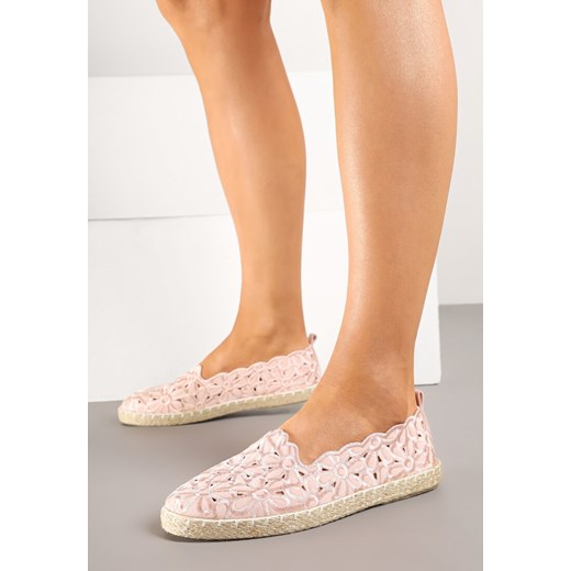 Różowe Ażurowe Espadryle Vices w Kwiatowy Wzór z Plecionki Donavia ze sklepu born2be.pl w kategorii Espadryle damskie - zdjęcie 178530594