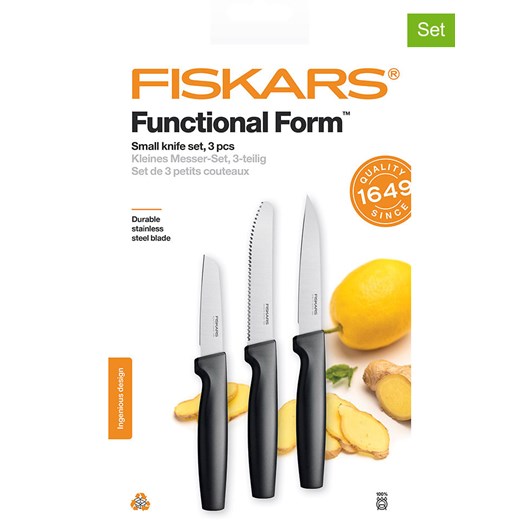 Fiskars Noże kuchenne (3 szt.) &quot;Functional Form&quot; w kolorze srebrno-czarnym ze sklepu Limango Polska w kategorii Noże kuchenne - zdjęcie 178532474