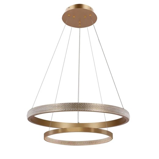 Wisząca okrągła złota lampa z kryształami - M079 B3-C05 ze sklepu Edinos.pl w kategorii Lampy wiszące - zdjęcie 178534154