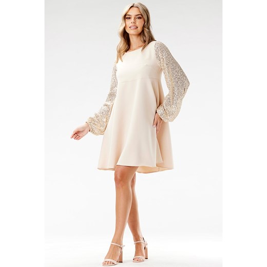 Sukienka AWAMA z elastanu rozkloszowana 