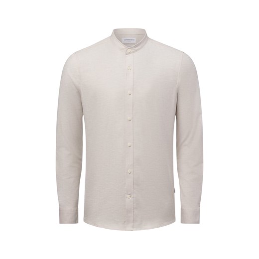 Lindbergh Męska koszula casual Mężczyźni Slim Fit Bawełna piaskowy jednolity ze sklepu vangraaf w kategorii Koszule męskie - zdjęcie 178537514