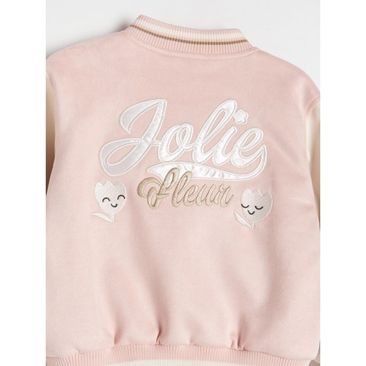 Reserved - Kurtka bomberka z haftem - pastelowy róż Reserved 86 (12-18 m.) Reserved
