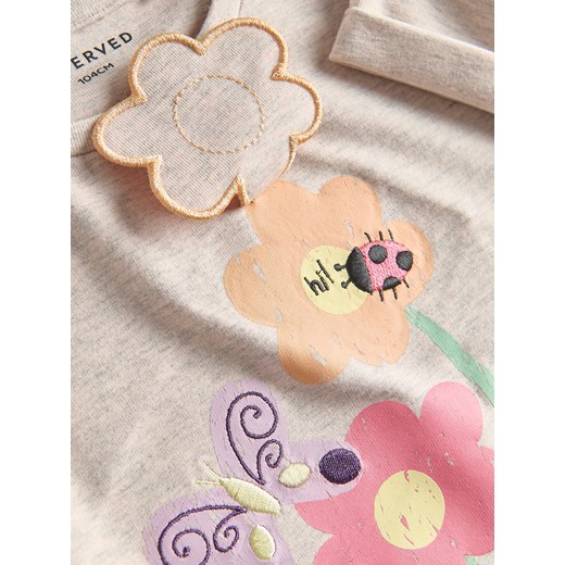 Reserved - Bawełniany t-shirt z aplikacją 3d - wielobarwny Reserved 110 (4-5 lat) Reserved