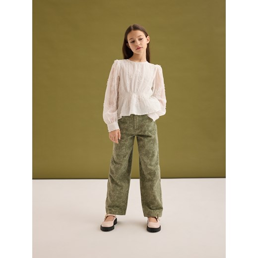 Reserved - Wzorzyste spodnie wide leg - zielony Reserved 140 (9 lat) Reserved