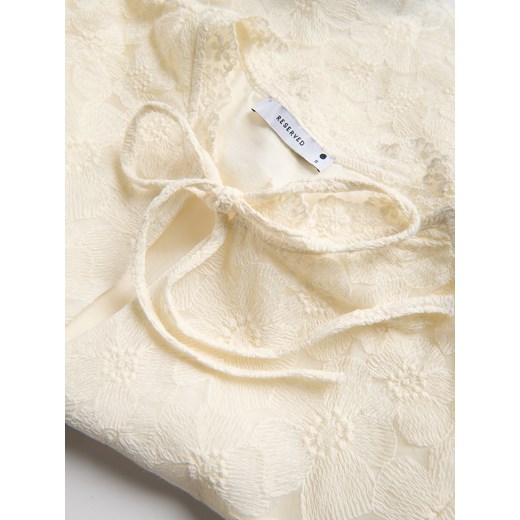 Reserved - Bluzka z ozdobnym wiązaniem - złamana biel Reserved XL Reserved