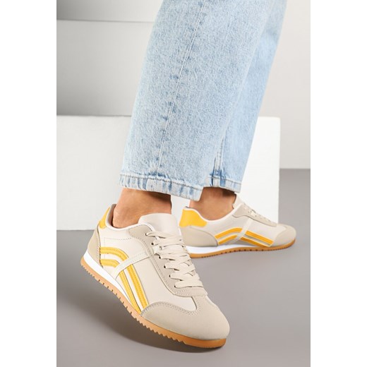 Beżowo-Pomarańczowe Sneakersy Typu Klasyczne Tenisówki Zdobione Przeszyciami Zardiva ze sklepu renee.pl w kategorii Buty sportowe damskie - zdjęcie 178539971