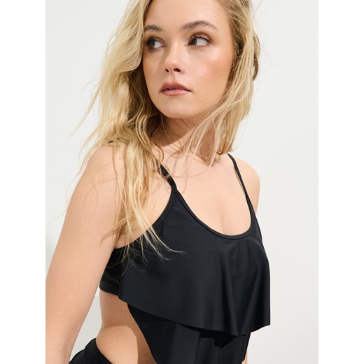 Sinsay - Góra od bikini z falbankami - czarny Sinsay XXL Sinsay
