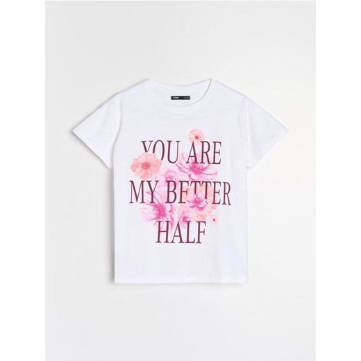 Sinsay - Koszulka z nadrukiem - biały Sinsay L Sinsay