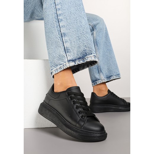 Czarne Sneakersy Tenisówki na Grubej Piankowej Podeszwie Elorila ze sklepu born2be.pl w kategorii Buty sportowe damskie - zdjęcie 178543532