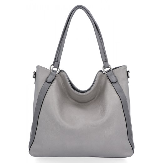Torebka Damska Shopper Bag XL firmy Hernan HB0337 Jasno Szara ze sklepu PaniTorbalska w kategorii Torby Shopper bag - zdjęcie 178544290