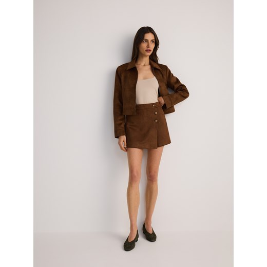 Reserved - Spódnico-szorty z imitacji zamszu - brązowy Reserved XS Reserved