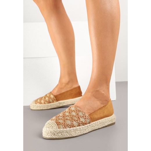 Jasnobrązowe Espadryle z Plecionym Sznurkiem i Geometrycznym Wzorem Sdivira ze sklepu born2be.pl w kategorii Espadryle damskie - zdjęcie 178545732