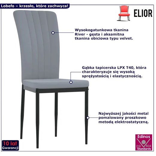 Komplet 2 welurowych krzeseł z metalowym stelażem - Lobefo Elior One Size Edinos.pl okazja