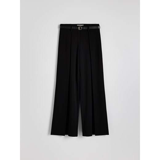 Reserved - Szerokie spodnie z zakładkami - czarny Reserved L Reserved