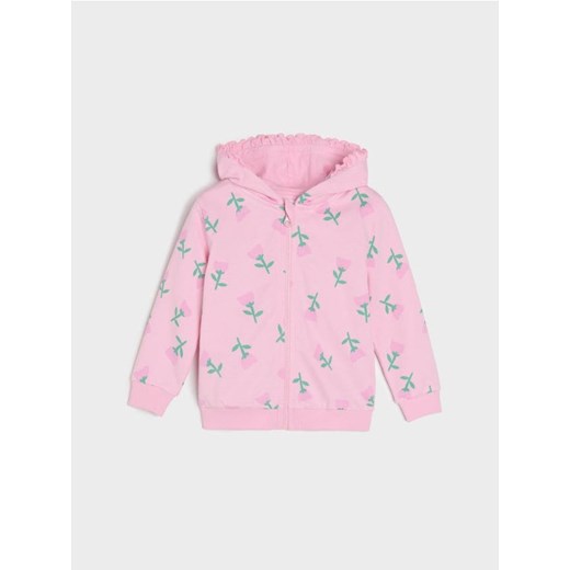 Sinsay - Rozpinana bluza z kapturem w kwiaty - różowy - id: 176DJ-03X - marki Sinsay - 178551081 Sinsay - Rozpinana bluza z kapturem w kwiaty - różowy ze sklepu Sinsay w kategorii Bluzy i swetry - zdjęcie 178551081