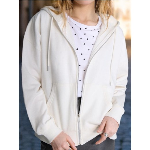 Sinsay - Bluza z kapturem zapinana na zamek - kremowy ze sklepu Sinsay w kategorii Bluzy damskie - zdjęcie 178551131