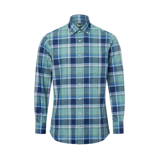 Andrew James Męska koszula casual Mężczyźni Regular Fit Bawełna seledynowy w kratkę ze sklepu vangraaf w kategorii Koszule męskie - zdjęcie 178551533