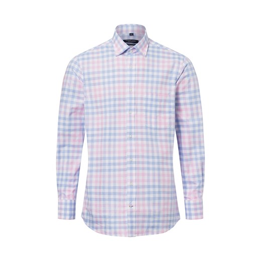 Andrew James Męska koszula casual Mężczyźni Regular Fit Bawełna różowy w kratkę ze sklepu vangraaf w kategorii Koszule męskie - zdjęcie 178551534