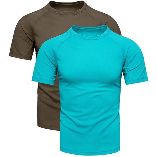 Dwupak męski t-shirt khaki i niebieski Recea ze sklepu Recea.pl w kategorii T-shirty męskie - zdjęcie 178555160