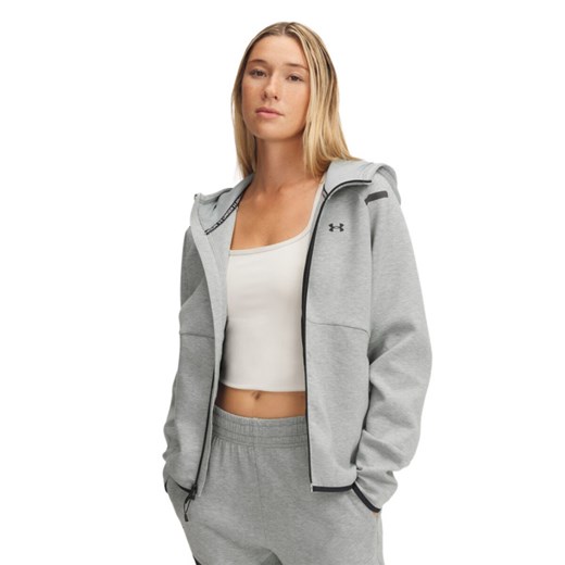 Damska bluza treningowa rozpinana z kapturem Under Armour Unstoppable Fleece FZ - szara ze sklepu Sportstylestory.com w kategorii Bluzy damskie - zdjęcie 178555872