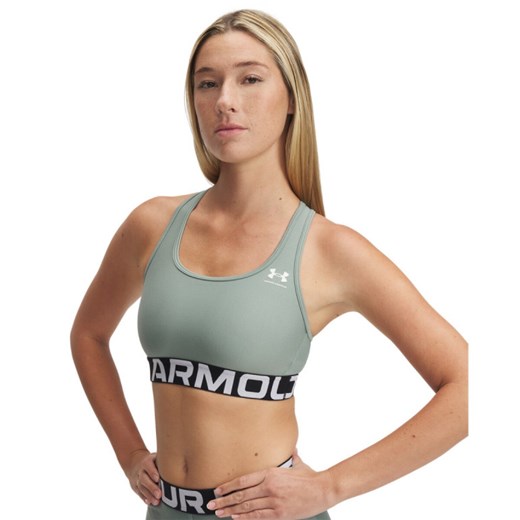 Biustonosz treningowy Under Armour UA Hg Authentics Mid Branded - zielony ze sklepu Sportstylestory.com w kategorii Biustonosze - zdjęcie 178555882