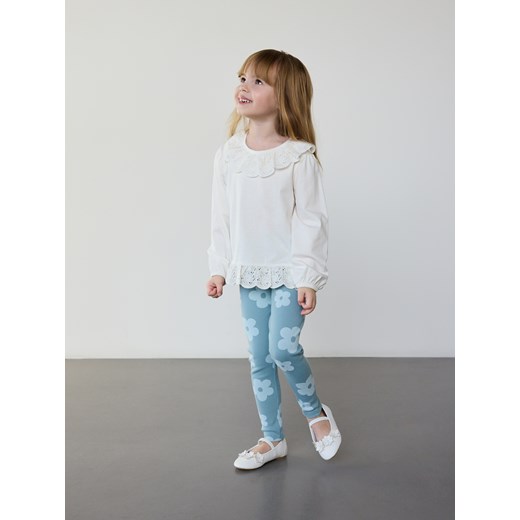Reserved - Bluzka z ozdobną falbaną - złamana biel Reserved 104 (3-4 lata) Reserved