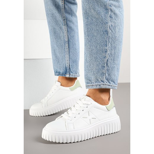 Buty sportowe damskie Renee sneakersy białe sznurowane na platformie 