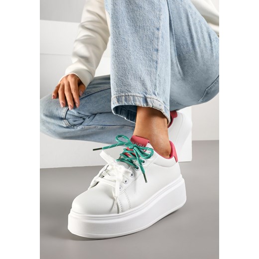 Biało-Różowe Sneakersy z Podwójnym Sznurowaniem Zdivoria ze sklepu renee.pl w kategorii Buty sportowe damskie - zdjęcie 178562593