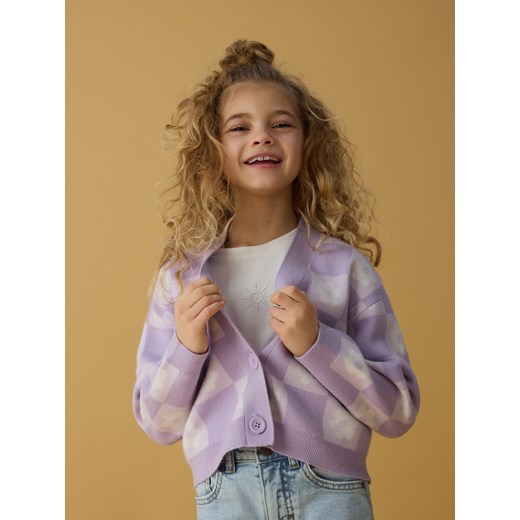 Reserved - Wzorzysty kardigan - lawendowy ze sklepu Reserved w kategorii Swetry dziewczęce - zdjęcie 178563164
