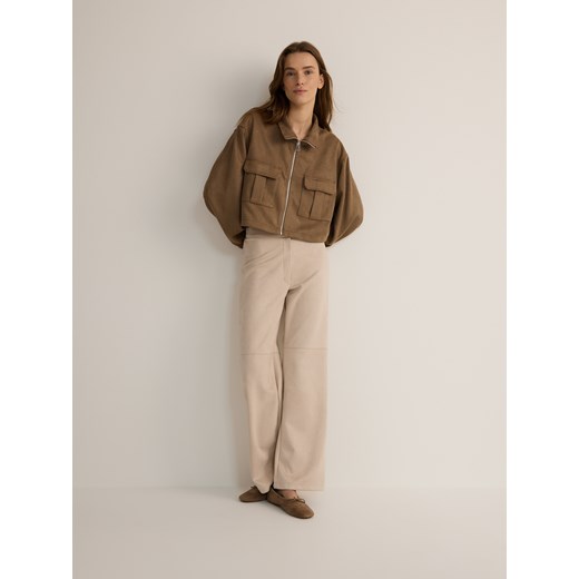 Reserved - Kurtka oversize z imitacji zamszu - brązowy Reserved M Reserved