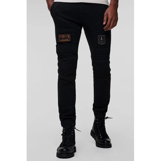 AERONAUTICA MILITARE Czarne męskie bojówki Jersey Anti-G, Rozmiar L ze sklepu outfit.pl w kategorii Spodnie męskie - zdjęcie 178563831