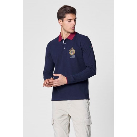 AERONAUTICA MILITARE Granatowy longsleeve polo męski Frecce Tricolori, Rozmiar L ze sklepu outfit.pl w kategorii T-shirty męskie - zdjęcie 178563884