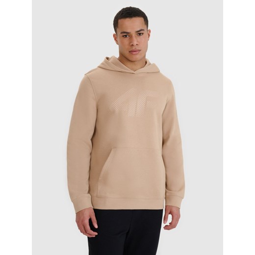 Męska bluza dresowa nierozpinana z kapturem 4F 4FWSS25TSWSM1621 - beżowa ze sklepu Sportstylestory.com w kategorii Bluzy męskie - zdjęcie 178564243