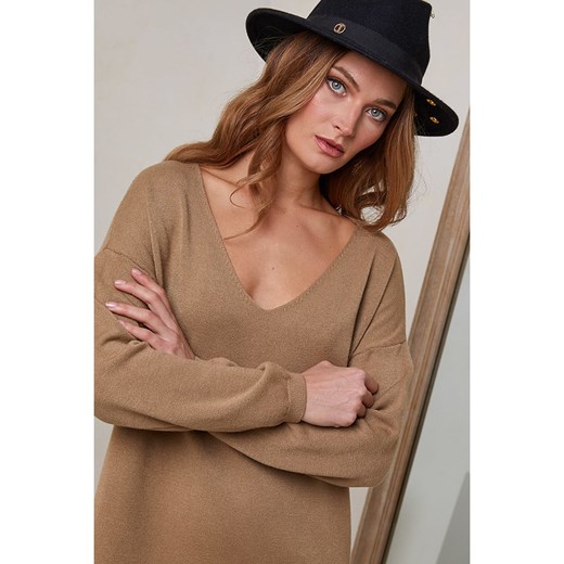 Joséfine Sukienka dzianinowa w kolorze jasnobrązowym Joséfine M Limango Polska okazyjna cena