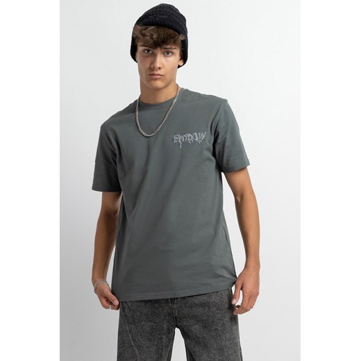 Khaki t-shirt z autorską grafika z tyłu, kolor - khaki, rozmiar - 146 ze sklepu REPORTER w kategorii T-shirty chłopięce - zdjęcie 178566033