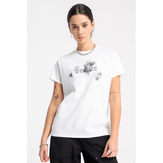 Biały t-shirt z autorską grafika z przodu, kolor - biały, rozmiar - 170 ze sklepu REPORTER w kategorii Bluzki dziewczęce - zdjęcie 178566742