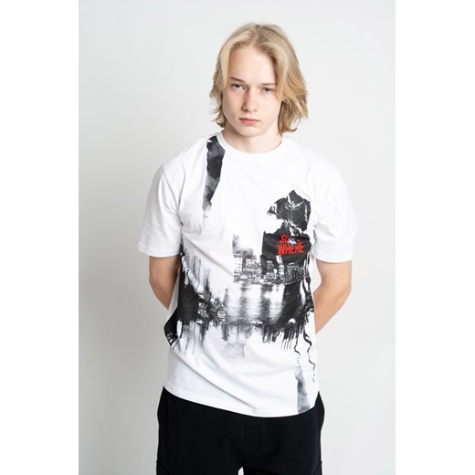 Biały t-shirt z kontrastową grafiką z przodu, rozmiar - 146, kolor - biały ze sklepu REPORTER w kategorii T-shirty chłopięce - zdjęcie 178566993