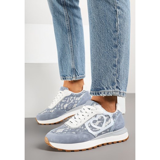 Niebieskie Sneakersy Zdobione Koronką Callriva ze sklepu born2be.pl w kategorii Buty sportowe damskie - zdjęcie 178567791