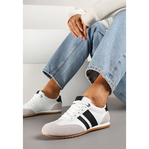Białe Sneakersy z Geometrycznymi Paskami Desmira ze sklepu renee.pl w kategorii Buty sportowe damskie - zdjęcie 178569383