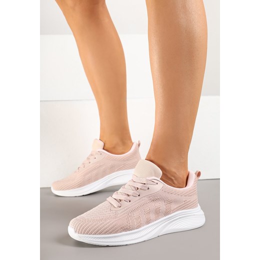 Różowe Buty Sportowe Sneakersy z Tłoczonym Wzorem Amosira ze sklepu renee.pl w kategorii Buty sportowe damskie - zdjęcie 178569431