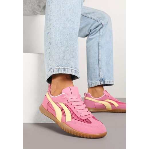 Fuksjowe Sneakersy Tenisówki z Geometrycznym Motywem Amotheira ze sklepu renee.pl w kategorii Buty sportowe damskie - zdjęcie 178569611