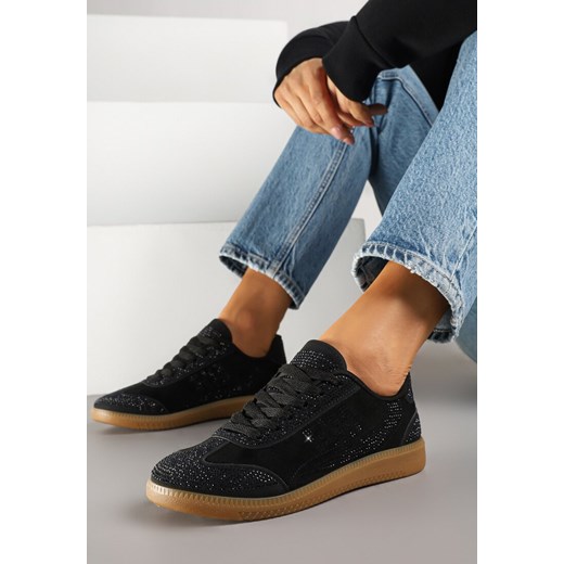 Czarne Sneakersy Tenisówki Ozdobione Cyrkoniami Amoiona ze sklepu renee.pl w kategorii Buty sportowe damskie - zdjęcie 178569623
