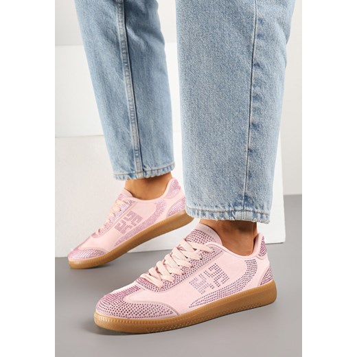 Różowe Sneakersy Tenisówki Ozdobione Cyrkoniami Amoiona Renee 36 renee.pl