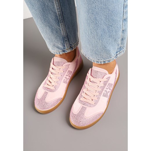 Różowe Sneakersy Tenisówki Ozdobione Cyrkoniami Amoiona Renee 38 renee.pl