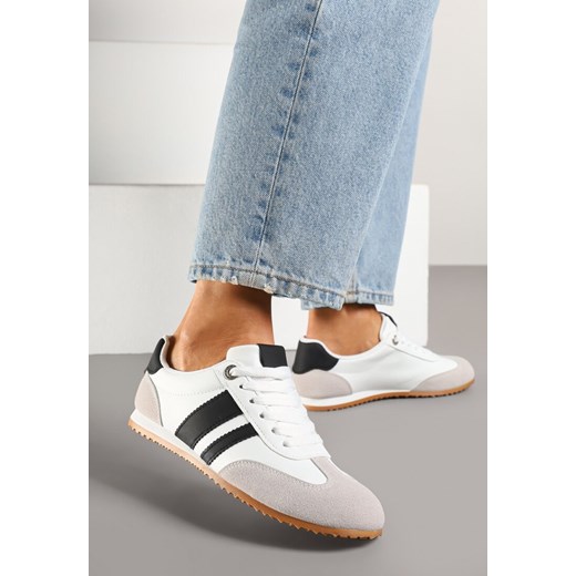 Białe Sneakersy Ozdobione Paskami Amoissea ze sklepu born2be.pl w kategorii Buty sportowe damskie - zdjęcie 178570962