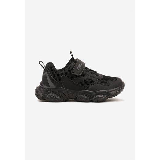 Czarne Buty Sportowe Sneakersy na Tłoczonej Podeszwie ze Skórzaną Wkładką Deselis ze sklepu born2be.pl w kategorii Buty sportowe dziecięce - zdjęcie 178571390
