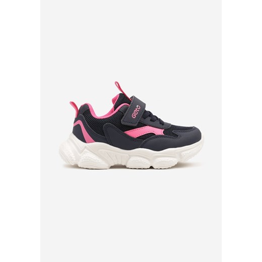 Różowe Buty Sportowe Sneakersy na Tłoczonej Podeszwie ze Skórzaną Wkładką Deselis ze sklepu born2be.pl w kategorii Buty sportowe dziecięce - zdjęcie 178571393
