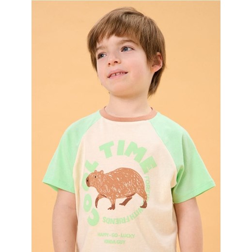 Sinsay - Koszulka z kapibarą - kremowy ze sklepu Sinsay w kategorii T-shirty chłopięce - zdjęcie 178573183