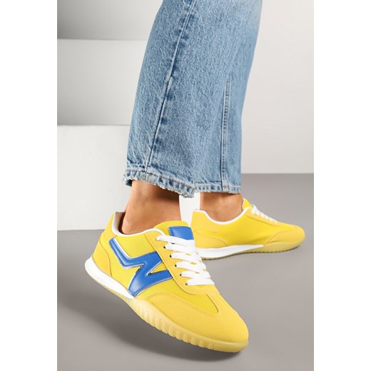Żółte Sneakersy Typu Klasyczne Tenisówki Zdobione Przeszyciami Elanioria ze sklepu renee.pl w kategorii Buty sportowe damskie - zdjęcie 178573823