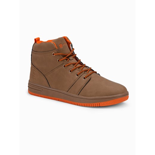 Buty męskie ocieplane sneakersy za kostkę - camel V5 OM-FOSH-0123 ze sklepu Edoti w kategorii Buty zimowe męskie - zdjęcie 178574200